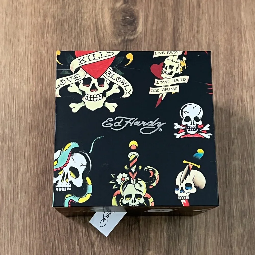 NEW Ed Hardy Colorful Skull Mens Watch
